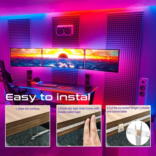Miniatura 7 de NBBUFF 1M Bedroom LED Strip Lights, Smart APP and Remote Control, Music Sync Color Change, Timing, USB Powered, Cuttable, for Bedroom Room Wall