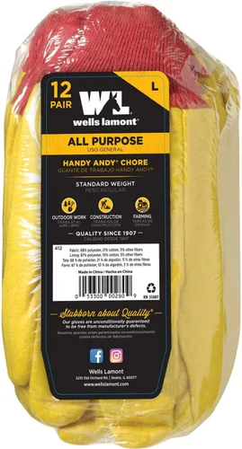 Miniatura 3 de Wells Lamont Men's Work Gloves, Handy Andy Gold Gloves