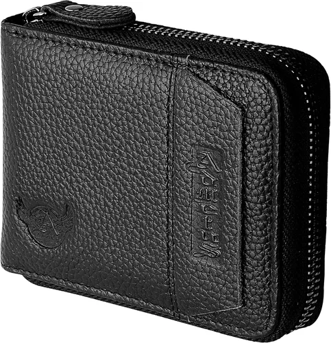 Miniatura 26 de Admetus - Cartera de piel auténtica para hombre con cremallera, plegable