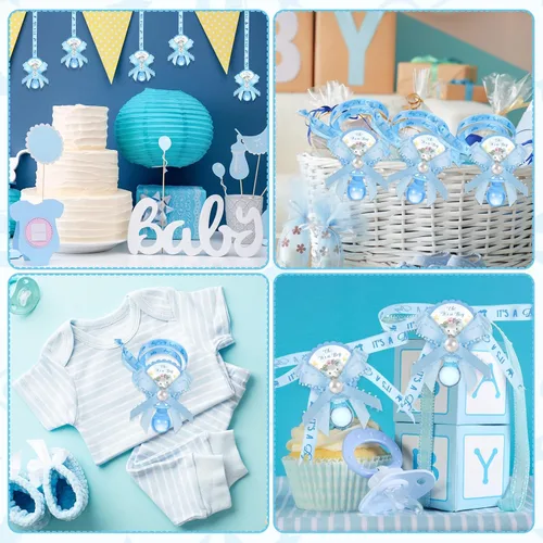 Miniatura 6 de Remuuly 60 piezas de chupetes de baby shower, lindo elefante acrílico, chupete de regalo de fiesta, chupetes para niñas, niños, baby shower, fiesta