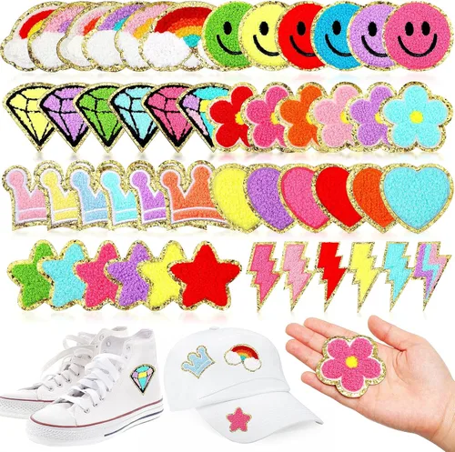 Miniatura 8 de 48 parches autoadhesivos para planchar, parches bordados de chenilla, parches para coser, apliques de Papá Noel, muñeco de nieve, pan de jengibre