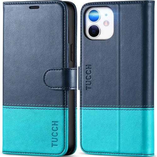 Miniatura 17 de TUCCH Funda tipo cartera para iPhone 12 Pro/12 5G, ranuras para tarjetas con bloqueo RFID, soporte [Funda interior a prueba de golpes de TPU], funda