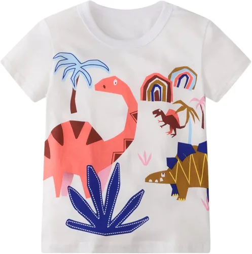 Miniatura 3 de ALI SEA Camisetas de verano para niñas, de algodón, manga corta, cuello redondo, 3 paquetes, 2-7 años