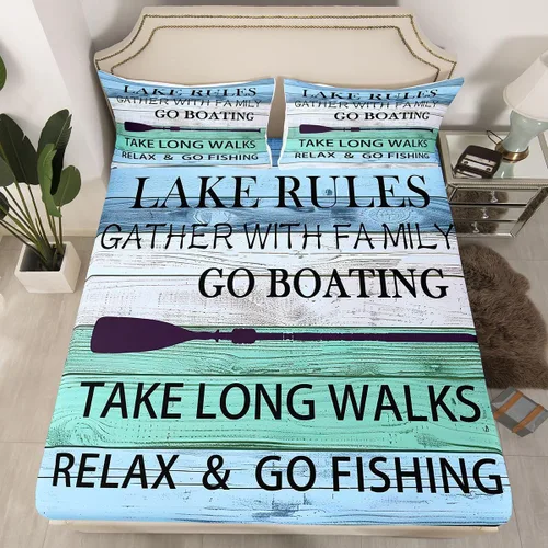 Miniatura 13 de Erosebridal Fishing Fitted Sheet Twin for Boys, Big Pike Fish Black Bed Sheets for Rustic Farmhouse Lake House Decor, Fishing Bedding Set Marine