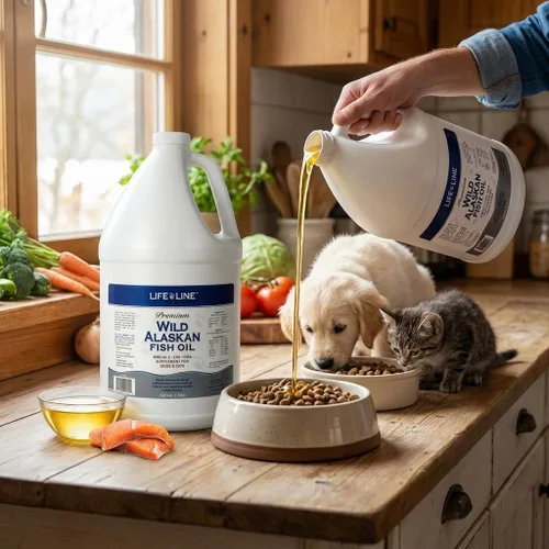 Miniatura 10 de Life Line Pet Nutrition Aceite de pescado salvaje de Alaska para perros y gatos, 128 onzas, suplemento de aceite de pescado Omega 3 para piel