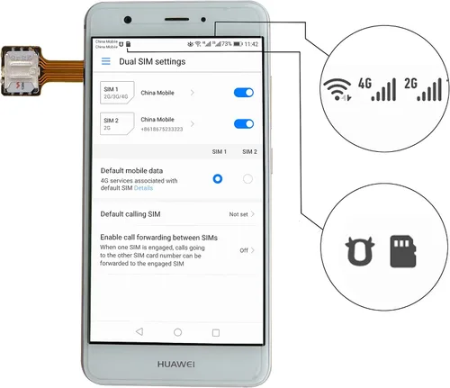 Miniatura 5 de Adaptador Dual SIM Nano SD (2 piezas) para Samsung Huawei Xiaomi Lenovo, extensor ultra delgado de oro SIM para teléfono inteligente Android