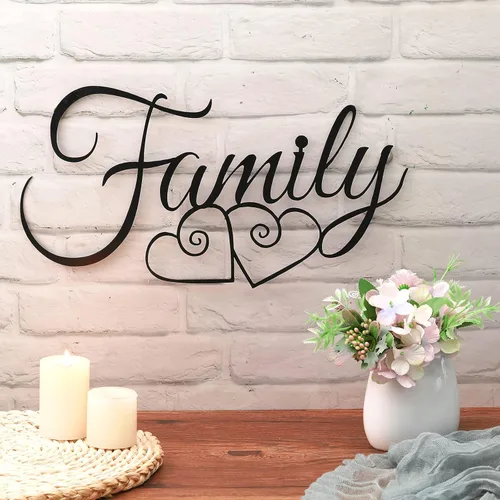 Miniatura 2 de Ferraycle Decoración de pared familiar de metal, decoración rústica para colgar, letreros familiares, decoración de pared para el hogar, sala