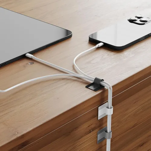 Miniatura 3 de NiHome 50 organizadores de cables, bridas autoadhesivas de gancho y bucle para gestión de cables, soportes de cables reutilizables para el hogar