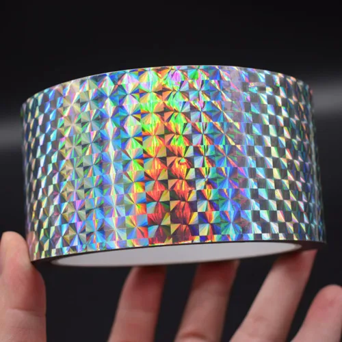 Miniatura 5 de Cinta reflectante holográfica autoadhesiva, cinta reflectante holográfica para mantener alejados a los pájaros, proyectos de manualidades, arte