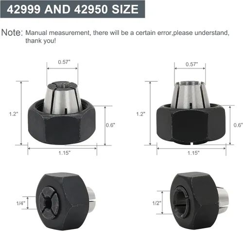 Miniatura 2 de Kit de Pinzas para Router Thaekuns 42999 1/4" y 42950 1/2" Compatible con Modelos PORTER CABLE - Pack de 2