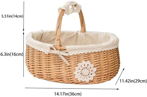 Miniatura 6 de Cesta de picnic, cesta, cesta de mimbre, juego de cesta de picnic, cesta de picnic para 2, cesta de picnic aislada, adecuada para canasta de picnic