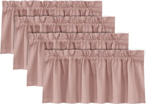 Miniatura 25 de H.VERSAILTEX Cenefas de cortina 100% opacas para ventanas, 2 paneles con aislamiento térmico, bolsillo para barra, pequeña cenefa corta para cocina