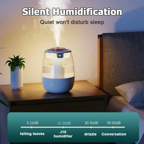 Miniatura 6 de DONGKER Humidificador de doble pulverización, humidificador de pantalla digital USB silencioso de 1 litro con 2 modos de niebla y luz nocturna