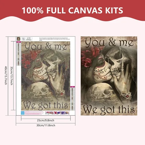 Miniatura 2 de SENQAO Kits de pintura de diamantes de calavera para adultos, amantes del cráneo de Halloween, bricolaje 5D pinturas de diamantes por números