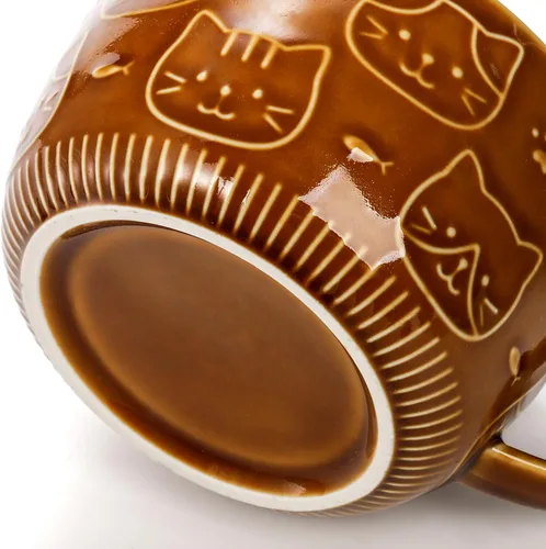 Miniatura 4 de Cididu Juego de 2 Lindas Tazas de Cerámica con Gato con Tapa, Tazas de Café de Leche de 10 OZ con Posavasos, Linda Taza de Té Kawaii para Desayuno