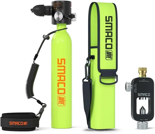 Miniatura 8 de SMACO Botella de buceo Mini Tanque 0.5L Buceo Botella Soporta 6-10 Minutos Buceo para Buceo o como Botella de Aire de Repuesto