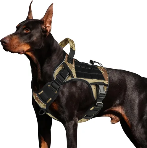 Miniatura 21 de WINGOIN - Arnés táctico púrpura para perros medianos, arnés resistente sin tirones con asa, chaleco militar K9 reflectante ajustable para mascotas