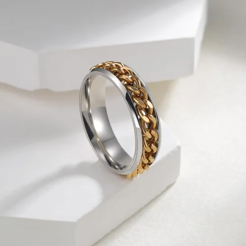 Miniatura 114 de Anillos giratorios para la ansiedad para hombre, anillos clásicos de cadena para mujeres y adultos, anillo de acero de titanio