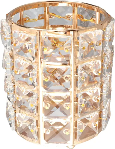 Miniatura 8 de Crystal Makeup Brush Holder, European Style Rounded Glass Cosmetic Organizer,for Vanity,Elegant & Durable Makeup Brush Organizer (Gold)