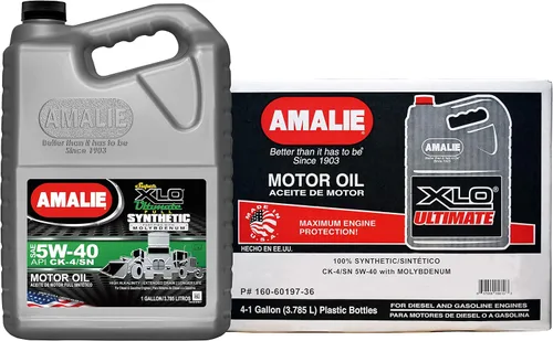 Amalie Super XLO Ultimate 5W-40 Aceite para motor completamente sintético con molibdeno resistente (160-60197-36) 1 galón, paquete de 4 | Fabricado