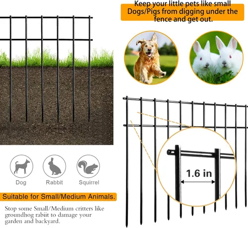 Miniatura 2 de Adavin Valla de barrera para animales pequeños o medianos, paquete de 20 unidades, color negro, 20 pulgadas de largo x 12 pulgadas de alto, espacio
