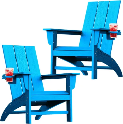 Miniatura 12 de Silla Adirondack moderna, sillas de patio de plástico HDPE para todo tipo de clima, silla para hoguera, sillas de césped al aire libre para terraza