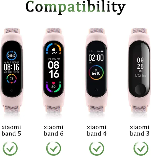 Miniatura 3 de Amzpas Bandas de nailon para Xiaomi Mi Band 5/Mi Band 6, paquete de 3 correas de reloj de tela suave para Amazfit Band 5/Band 6, pulseras