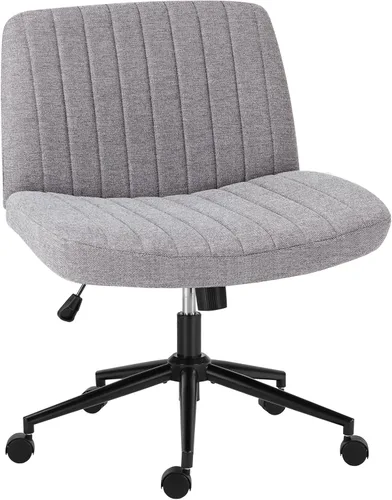 Miniatura 10 de OLIXIS Silla Criss Cross con Ruedas Silla de Escritorio de Oficina y Tocador con Patas Cruzadas Anchas Silla de Tela Cómoda Sin Brazos Ajustable