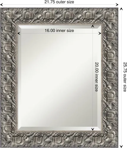 Miniatura 4 de Amanti Art Espejo de baño de madera, espejo de pared Luxor plateado para usar como espejo de tocador de baño sobre fregadero