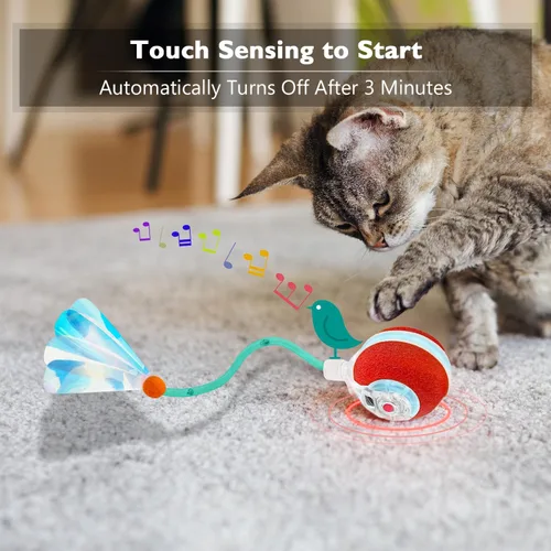 Miniatura 5 de YVE LIFE Pelota de juguetes interactiva para gatos de interior, [2025 recientemente actualizada] Pelota de gato ágil en movimiento con cola de malla