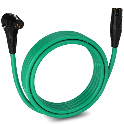 Miniatura 166 de LyxPro Cable de micrófono XLR hembra a macho de ángulo recto de 3 pines de 1.5 pies para altavoces amplificados, interfaz de audio, rendimiento