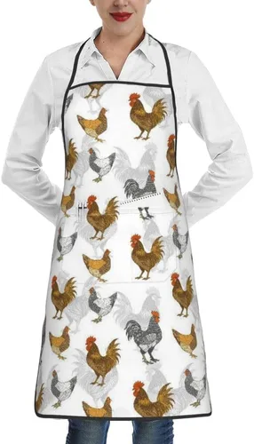 Miniatura 11 de Delantales para mujeres y hombres, delantales de chef con bolsillos para decoración de cocina, barbacoa, cocción, hornear a la parrilla