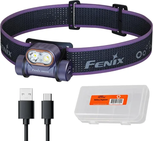 Miniatura 10 de Fenix HM55R linterna frontal recargable, foco de 1200 lúmenes y luz roja, ligera, larga duración, carga USB, impermeable para acampar, hacer Nebular