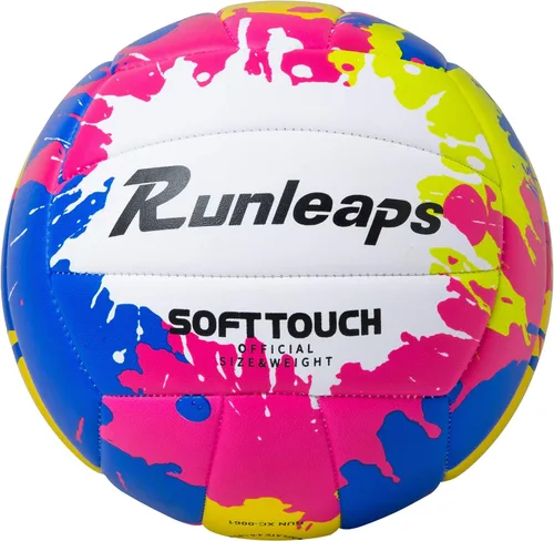 Miniatura 10 de Runleaps Pelota de voleibol de playa, tamaño oficial 5, suave, impermeable, para deportes de arena, pelota de poliuretano para interiores