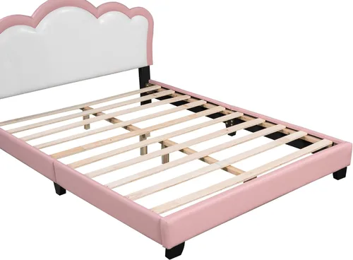 Miniatura 5 de Bellemave Cama de princesa de tamaño matrimonial con cabecera corona, plataforma tapizada de poliuretano para niños y niñas, no necesita somier