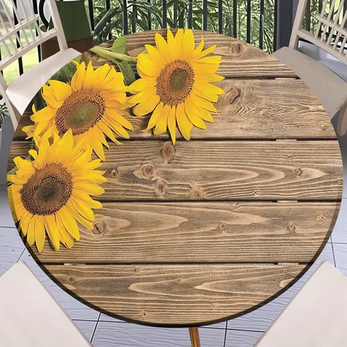 Miniatura 62 de Round Fitted Tablecloth with Elastic Outdoor Table Cover Round Elastic Tablecloths for Tables Waterproof Wipeable Table Cloths for