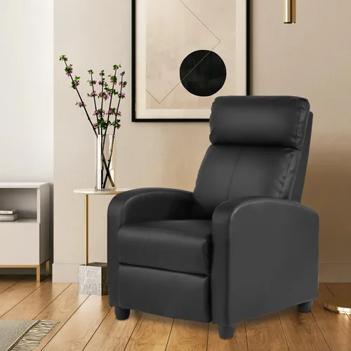 Miniatura 2 de Dopinmin Sillón reclinable de piel sintética, asiento de cine en casa con soporte lumbar, relleno de esponja de alta densidad, sillón reclinable