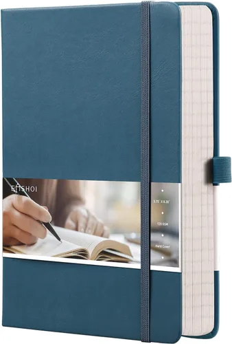 Miniatura 34 de EMSHOI - Cuaderno de puntos, 256 páginas A5, cuadrícula de puntos, papel grueso de 120gsm, 16 páginas perforadas, piel sintética suave, bolsillo