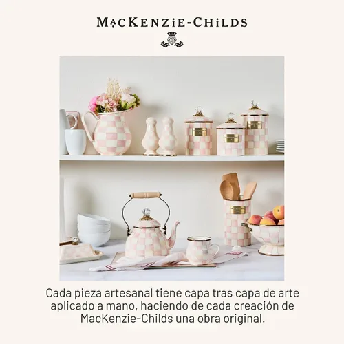 Miniatura 6 de MACKENZIE-CHILDS Soporte esmaltado para utensilios de cocina, para encimera, organizador de almacenamiento, cuadros rosados y blancos Rosy Check