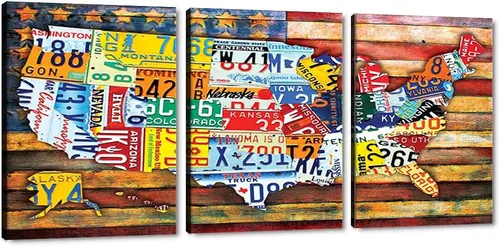 Miniatura 11 de MAMAGO Lienzo decorativo para pared, diseño de mapa de Estados Unidos, 3 paneles, fondo de madera, mapa de Estados Unidos, imagen y póster, arte