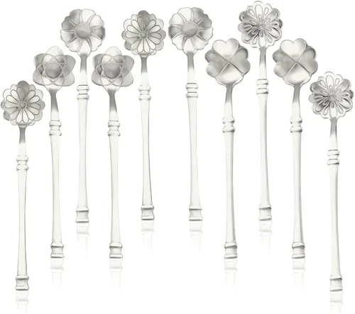 Miniatura 6 de Juego de cucharas de postre, 10 piezas de vajilla creativa de acero inoxidable, cuchara de café, mini cucharaditas de oro, juego de cucharas
