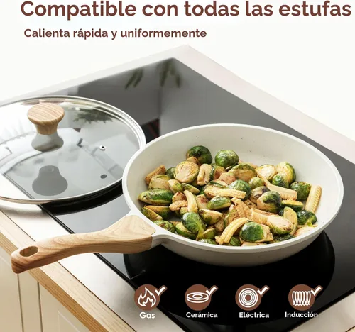 Miniatura 5 de SENSARTE Sartén antiadherente de cerámica con tapa, sartén para saltear de 9.5 pulgadas, sartén para tortilla saludable y sin tóxicos para chefs