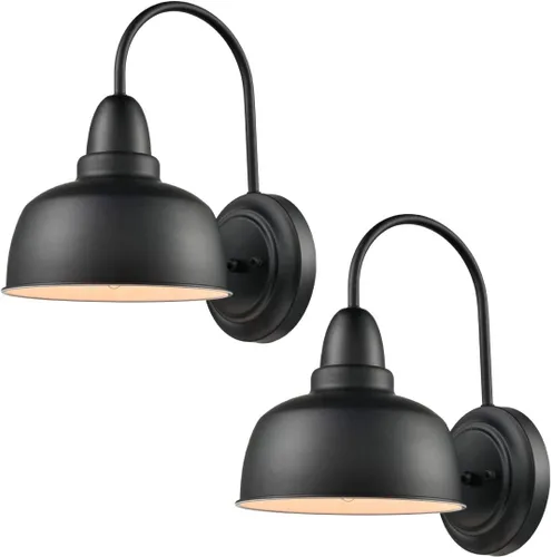 DIRYZON EUL - Juego de 2 apliques de pared vintage de cuello de cisne para interiores y exteriores en acabado negro para porche