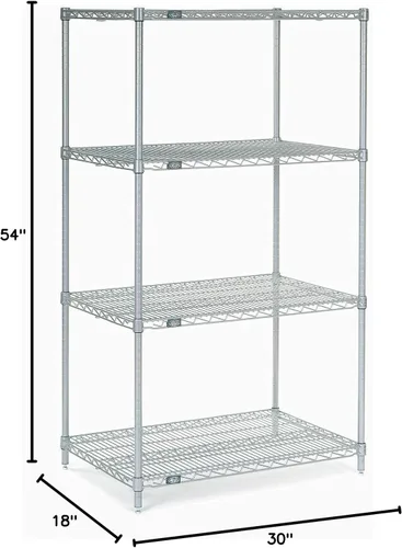 Miniatura 2 de Nexel ate Unidad de inicio de estantería de alambre, epoxi plateado, 30 pulgadas de ancho x 18 pulgadas de profundidad x 54 pulgadas de alto