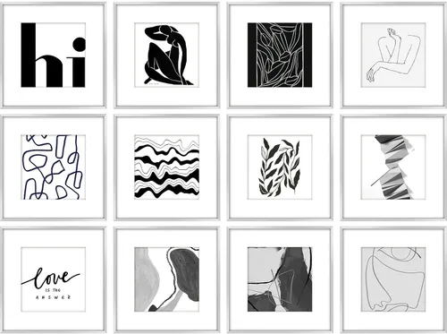 Miniatura 14 de Golden State Art, Marcos de aluminio negro de 12 x 12 pulgadas con paspartú para fotos de 8 x 8 pulgadas, marcos de metal de alta calidad