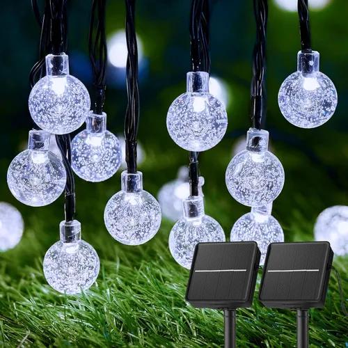 Miniatura 12 de Brightown Luces de Cadena Solares para Exteriores 60 LED 35.6 Pies Luces de Globo de Cristal con 8 Modos de Iluminación, Luces Solares Impermeables