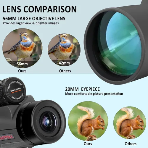 Miniatura 2 de Telescopio monocular monocular monocular de alta potencia de 12 x 56 para adultos con adaptador para teléfono inteligente, lente FMC y prisma BAK4