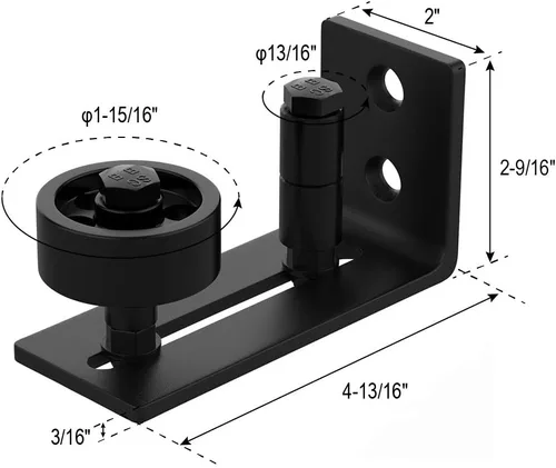 Miniatura 5 de WINSOON Guía de suelo para puerta corrediza de granero, accesorios montados en la pared para rodillos de estancia ajustables con parte inferior Negro