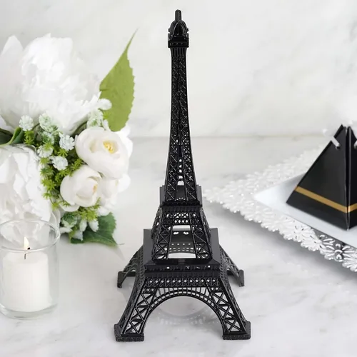 Miniatura 6 de Efavormart - Centro de mesa de la torre Eiffel de metal negro de 10 pulgadas, elegante decoración de la torre Eiffel negra y figura decorativa