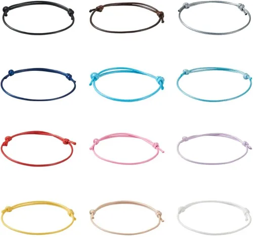 Mega Pet 24 pulseras de cordón de poliéster encerado coreano para hacer pulseras de cordón ajustable coloridas de 1.575-2.756 in de diámetro